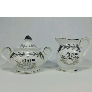 Lefton 25th Anniversary‎ Creamer and Sugar Set